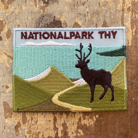 Broderet rygsækmærke til Nationalpark Thy