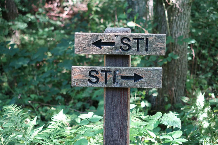 Skiltning af vandreruten i Svartingedalen på Bornholm