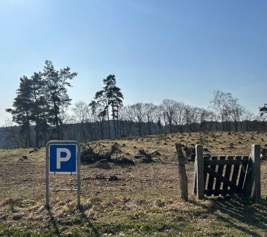 Rundtur ved Almind - Hald Sø. Her kan du parkere.